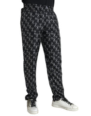 Dolce & Gabbana Zwarte Zijden Broek met Hoefijzerprint