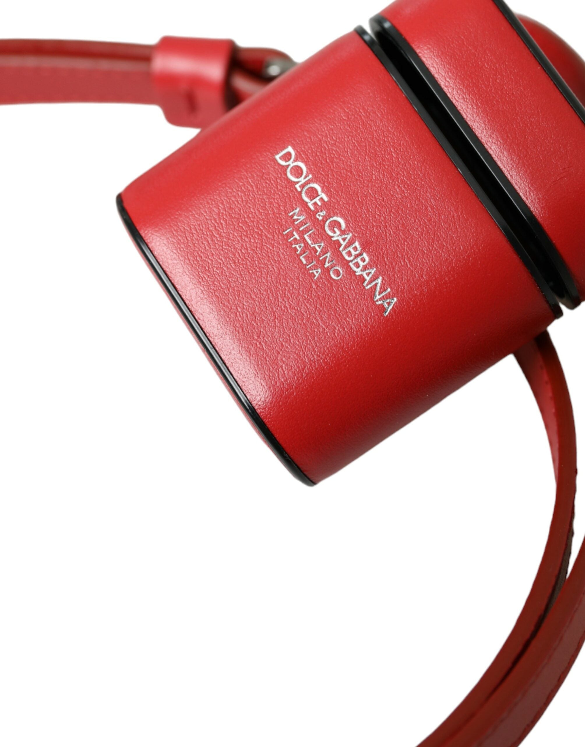Dolce & Gabbana AirPods-Case für Herren aus rotem Kalbsleder mit Logo-Print und Riemen