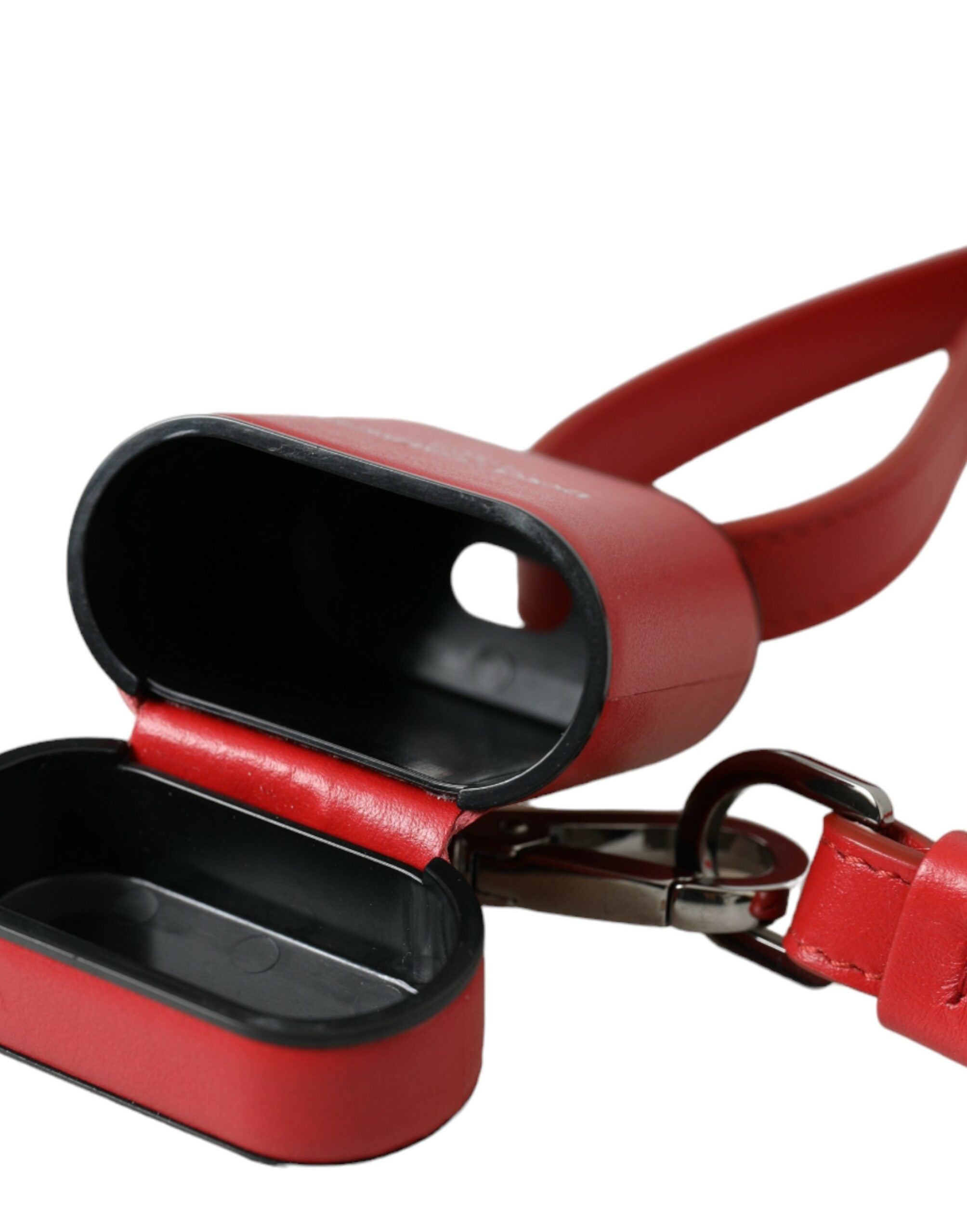 Dolce & Gabbana AirPods-Case für Herren aus rotem Kalbsleder mit Logo-Print und Riemen