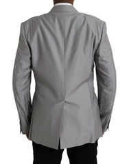 Dolce &amp; Gabbana Grauer einreihiger Wollblazer mit Schirm