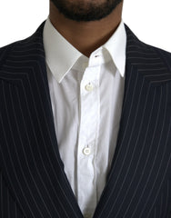 Dolce &amp; Gabbana Schwarz gestreifter SICILIA Zweireihiger Mantelblazer