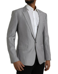Dolce &amp; Gabbana Grauer einreihiger Wollblazer mit Schirm