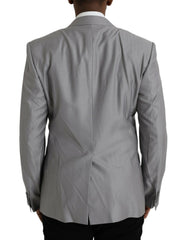 Dolce &amp; Gabbana Grauer einreihiger Wollblazer mit Schirm