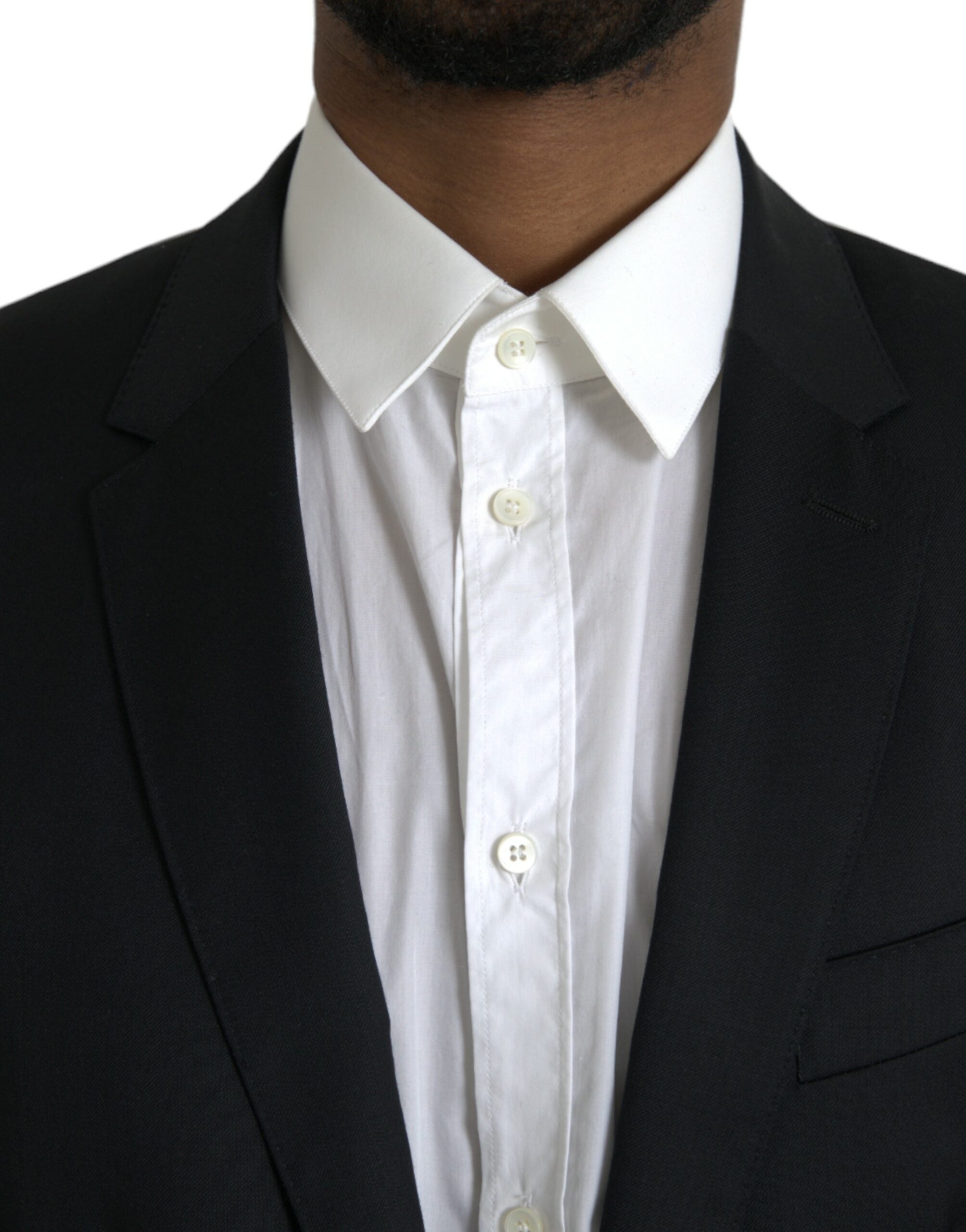 Dolce &amp; Gabbana – Einreihiger MARTINI-Blazer aus schwarzer Wolle