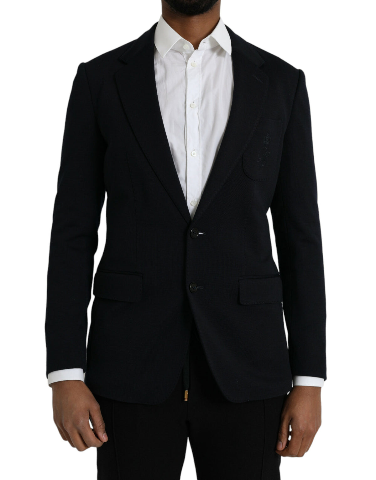 Dolce &amp; Gabbana – Einreihiger Blazer aus schwarzer Wolle mit Kerbe