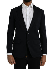 Dolce &amp; Gabbana – Einreihiger Blazer aus schwarzer Wolle mit Kerbe
