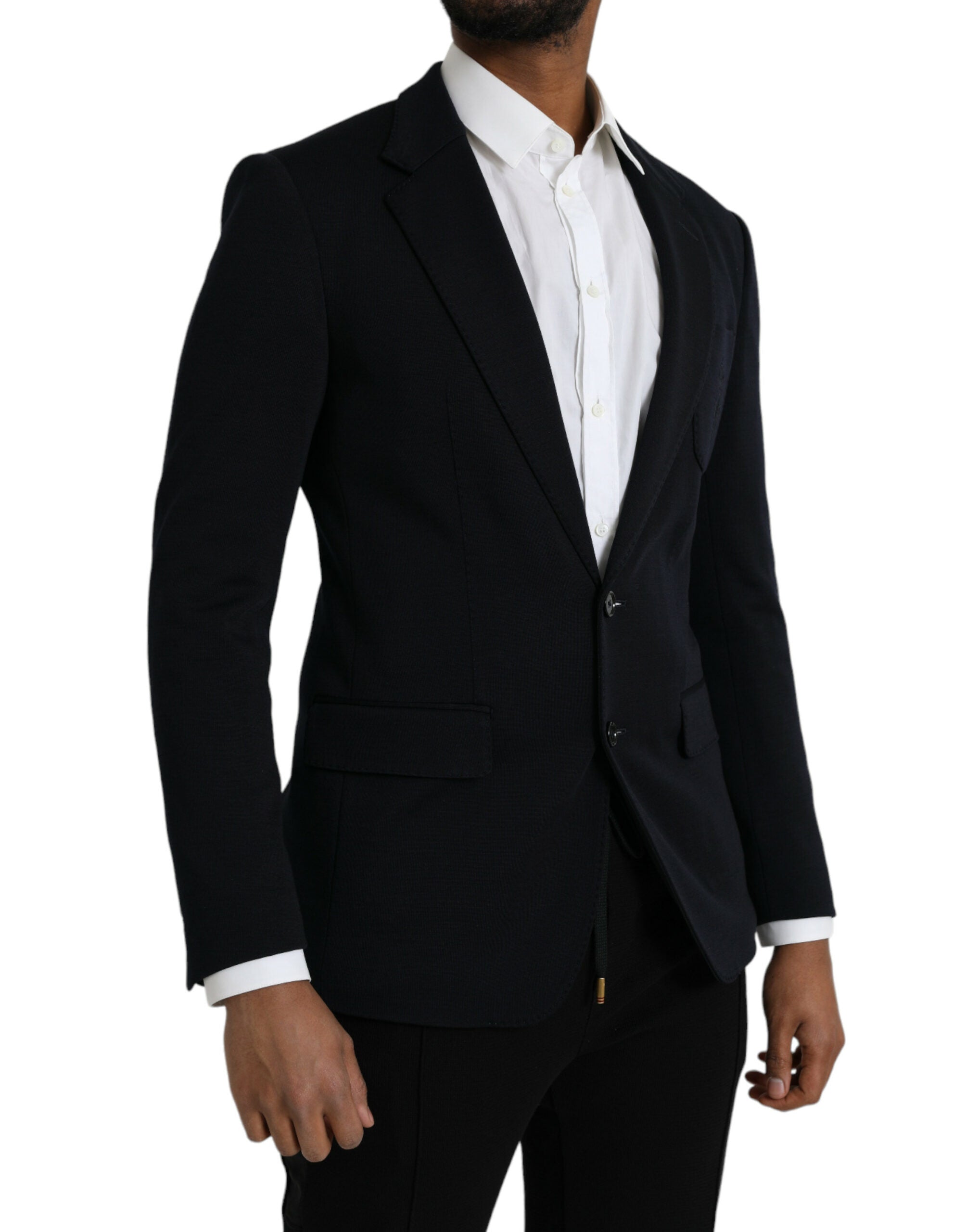Dolce &amp; Gabbana – Einreihiger Blazer aus schwarzer Wolle mit Kerbe