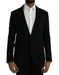 Dolce & Gabbana Zwart Wollen Gekerfde Enkele Rij Jas Blazer
