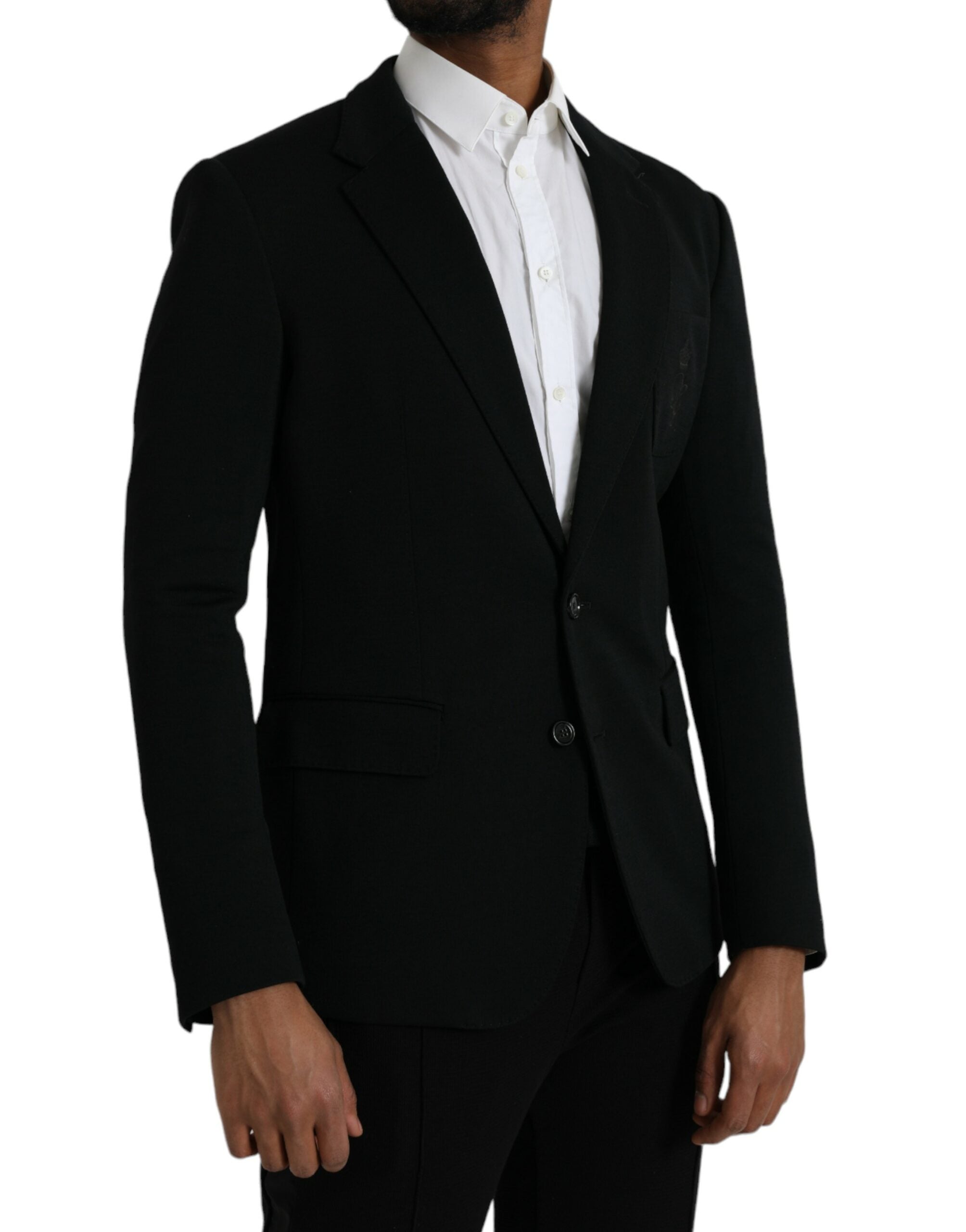 Dolce & Gabbana Zwart Wollen Gekerfde Enkele Rij Jas Blazer