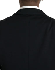 Dolce & Gabbana Zwart Wollen Gekerfde Enkele Rij Jas Blazer