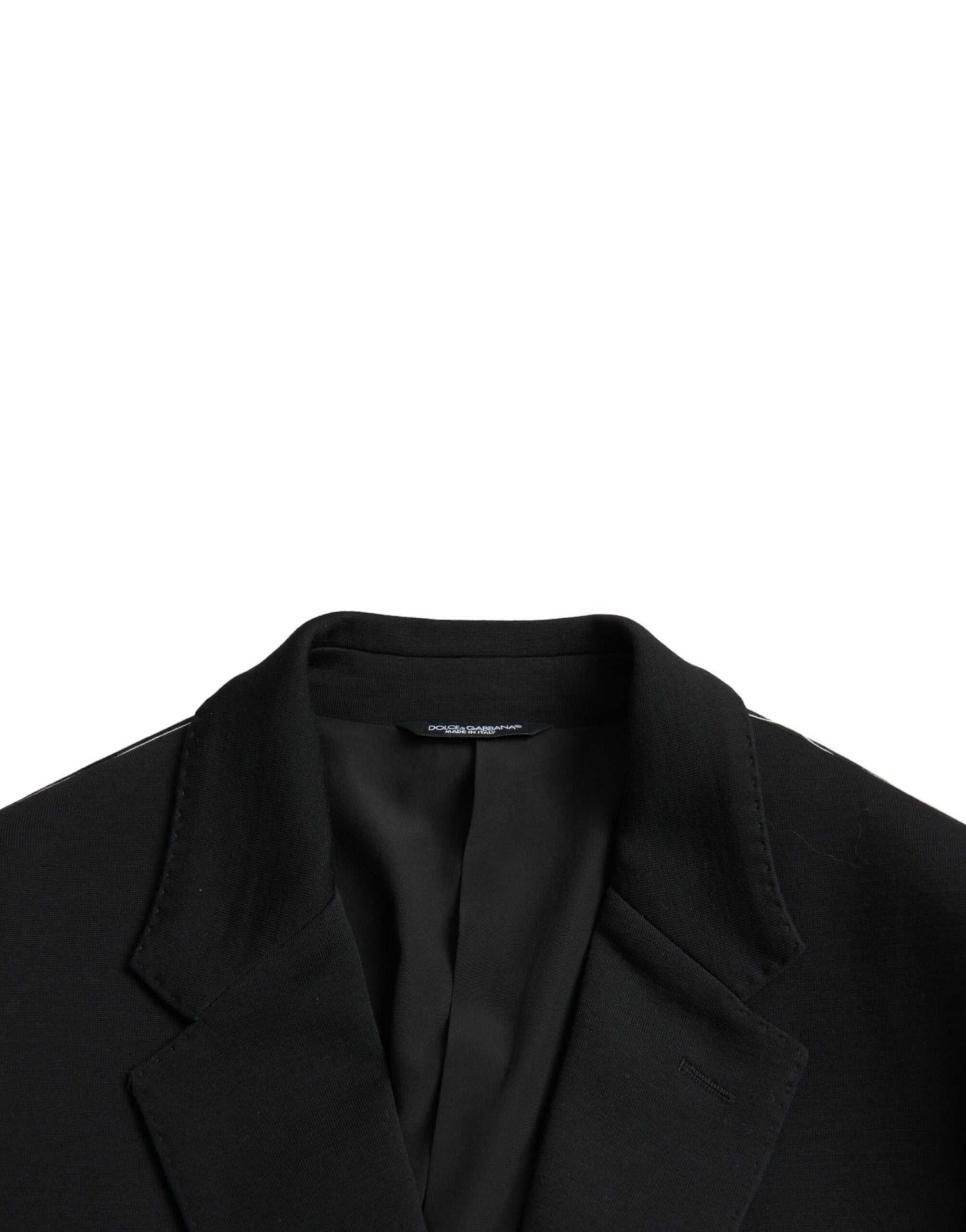 Dolce & Gabbana Zwart Wollen Gekerfde Enkele Rij Jas Blazer