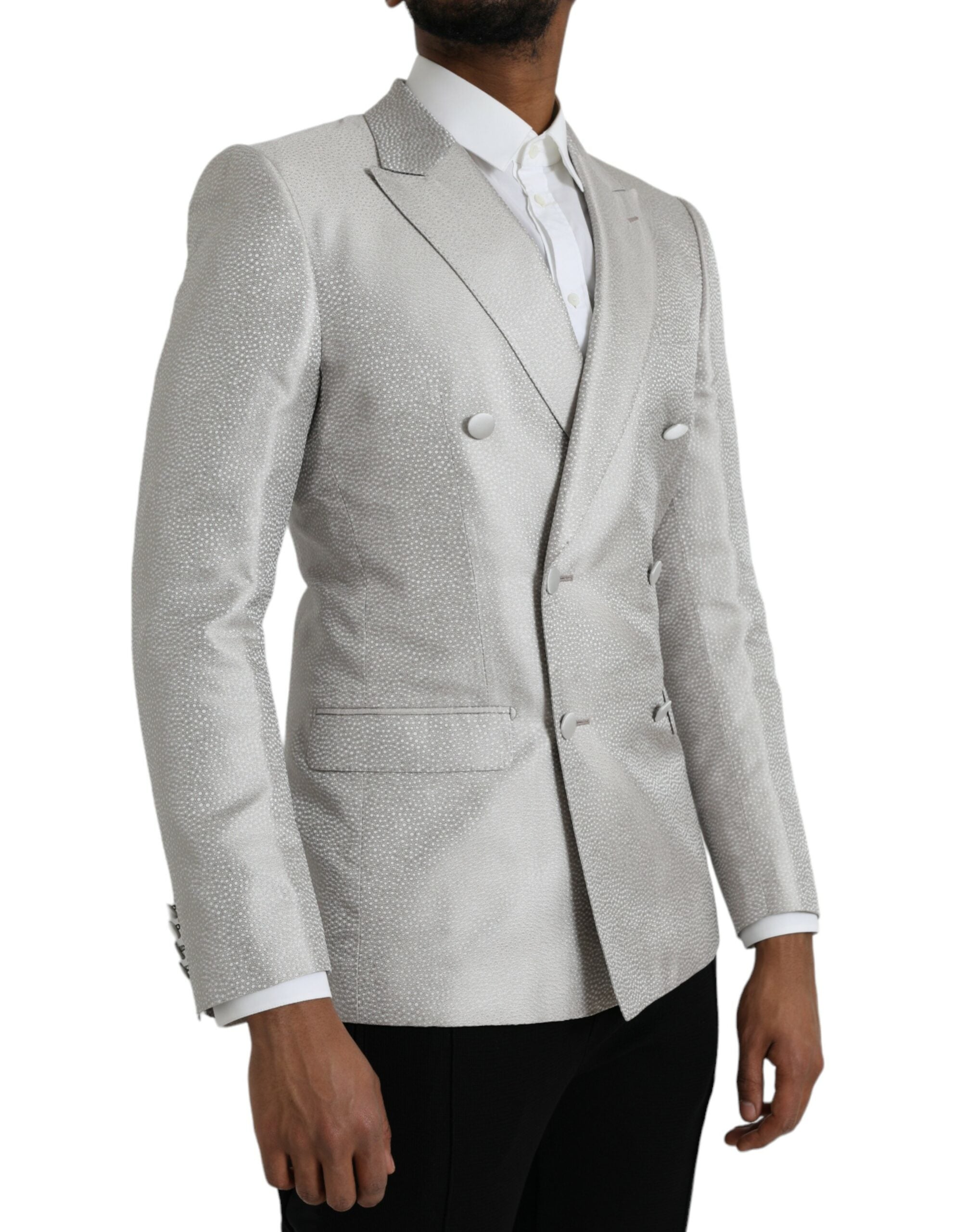 Dolce & Gabbana Off White MARTINI Dubbel Rij Jas Blazer