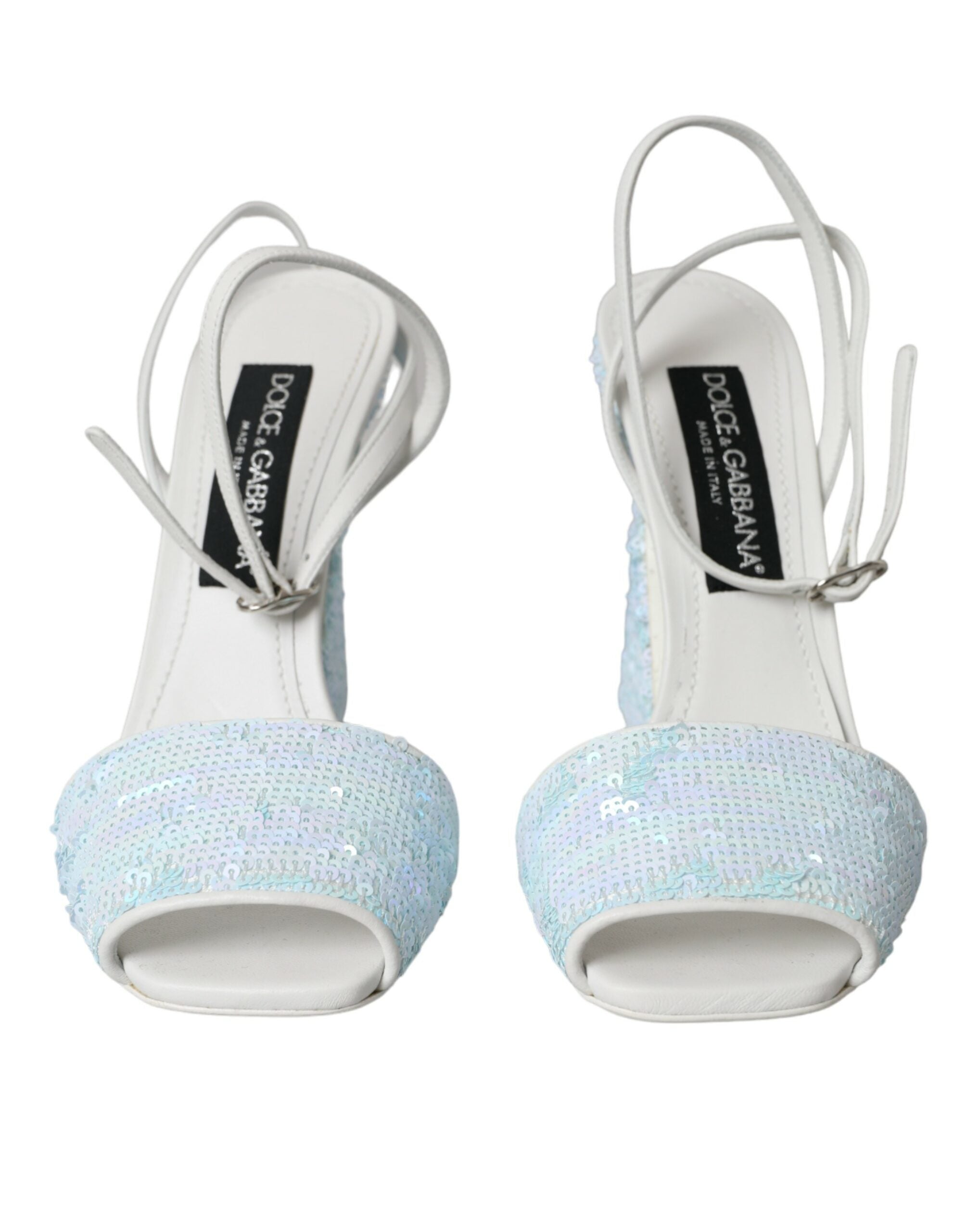 Dolce & Gabbana Light Blue Pailletten-Riemchensandalen Schuhe