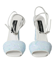 Dolce & Gabbana Light Blue Pailletten-Riemchensandalen Schuhe