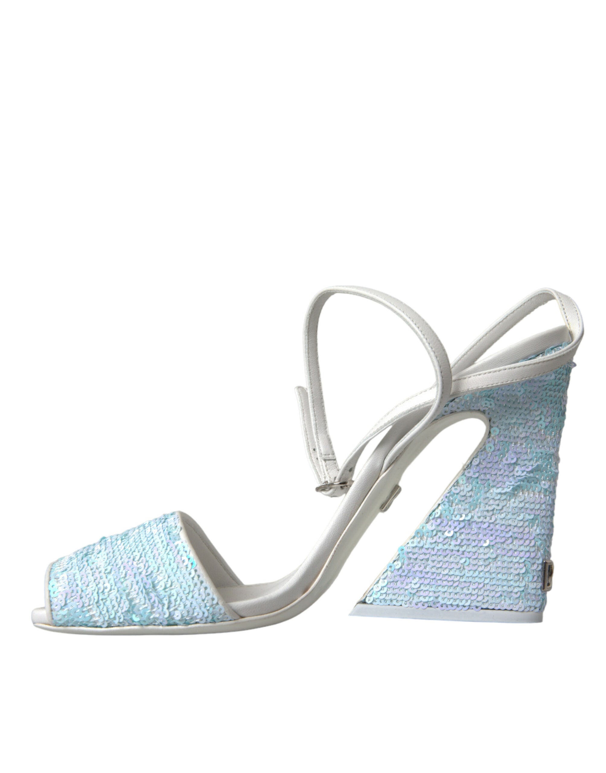 Dolce & Gabbana Light Blue Pailletten-Riemchensandalen Schuhe