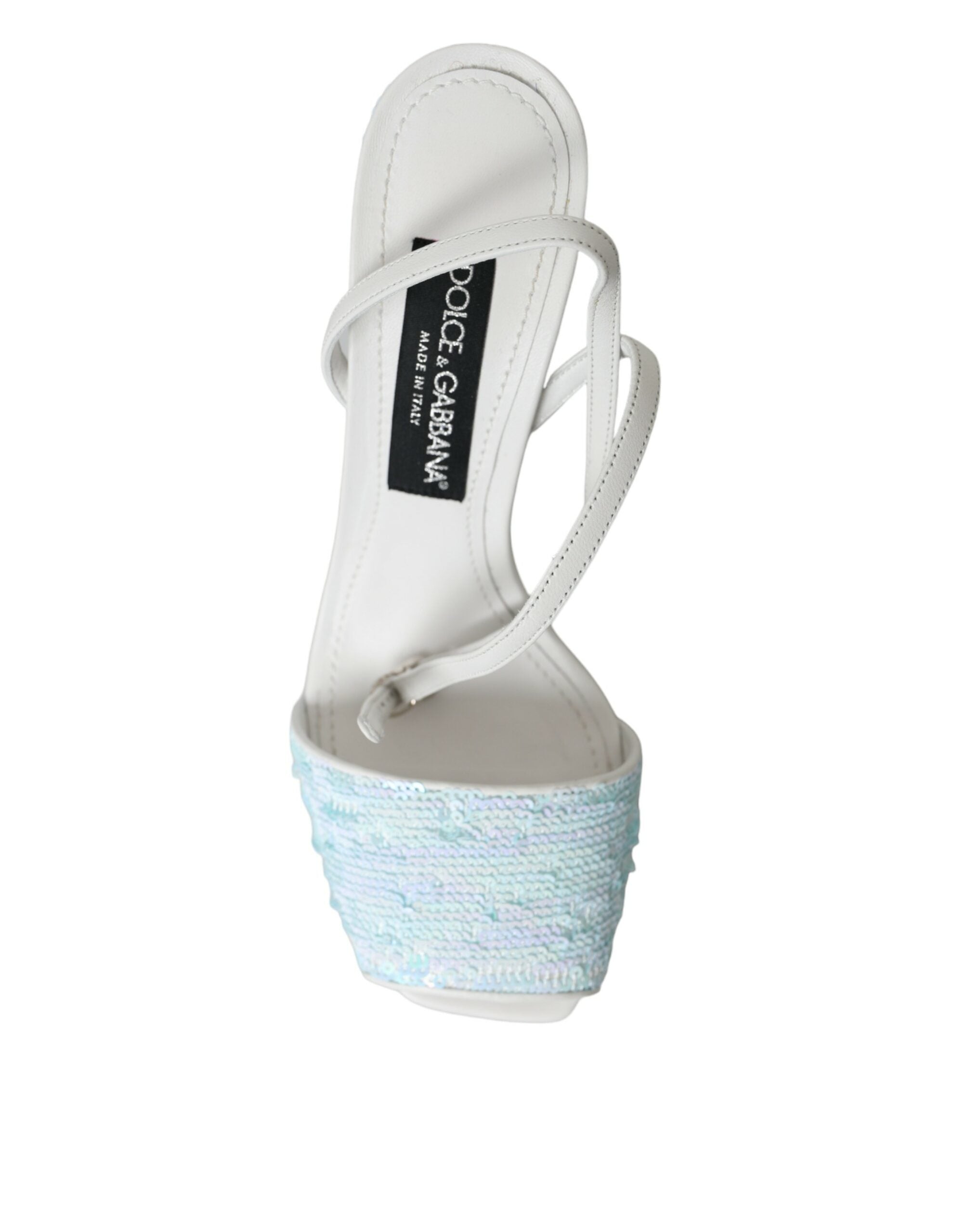 Dolce & Gabbana Light Blue Pailletten-Riemchensandalen Schuhe