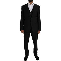 Dolce &amp; Gabbana – Schwarzer STAFF-Anzug aus Polyester, dreiteilig