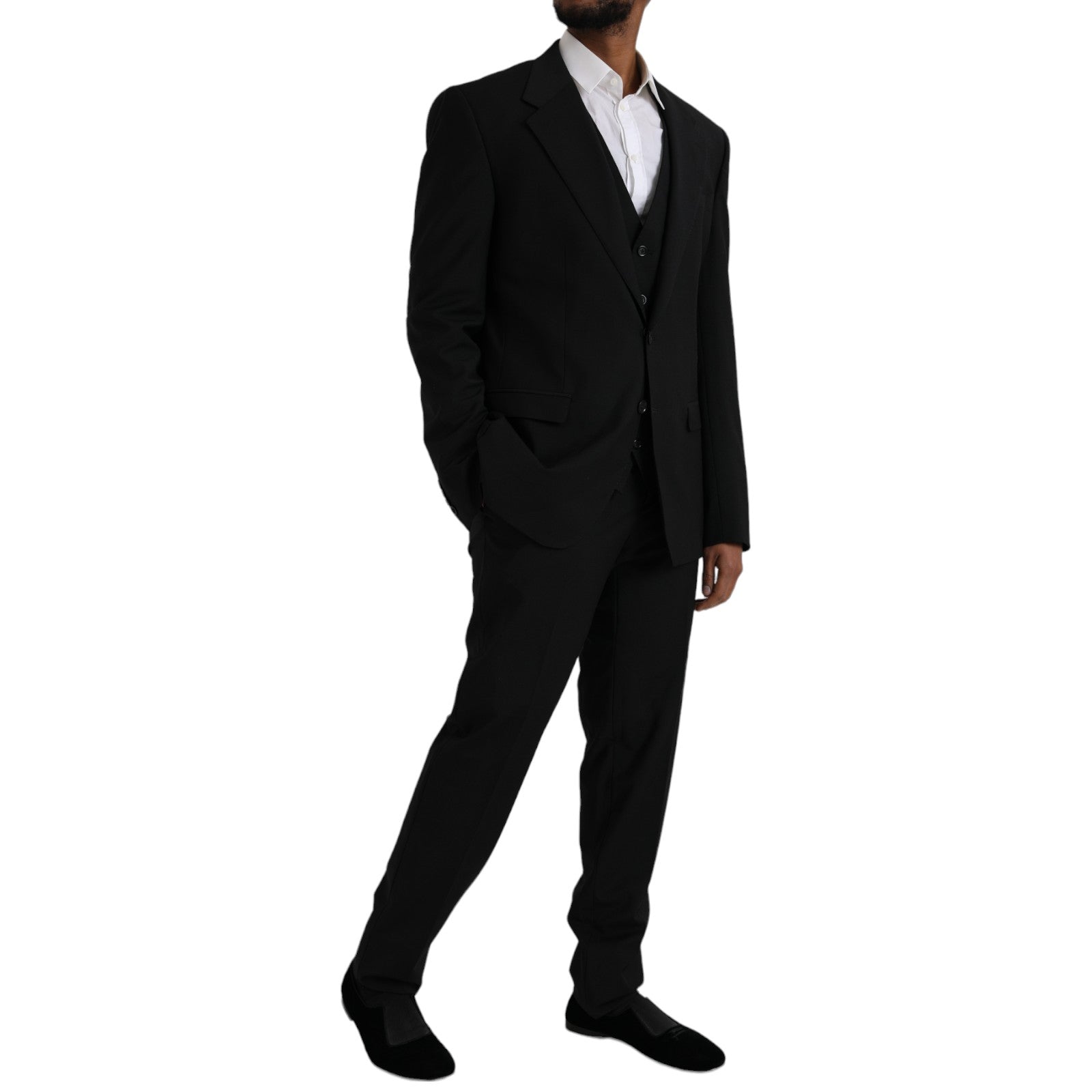 Dolce &amp; Gabbana – Schwarzer STAFF-Anzug aus Polyester, dreiteilig