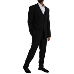 Dolce &amp; Gabbana – Schwarzer STAFF-Anzug aus Polyester, dreiteilig