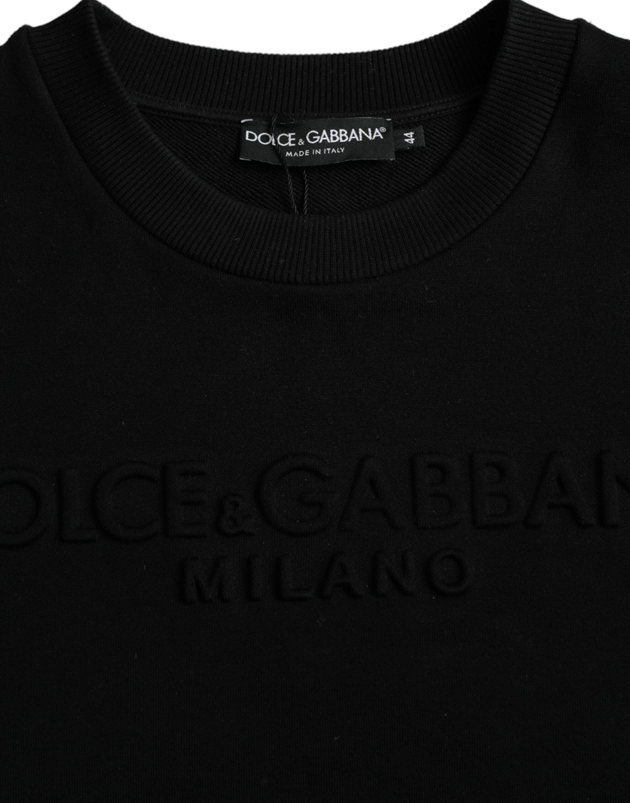 Dolce & Gabbana Schwarzes Baumwoll-Langarm-Sweatshirt