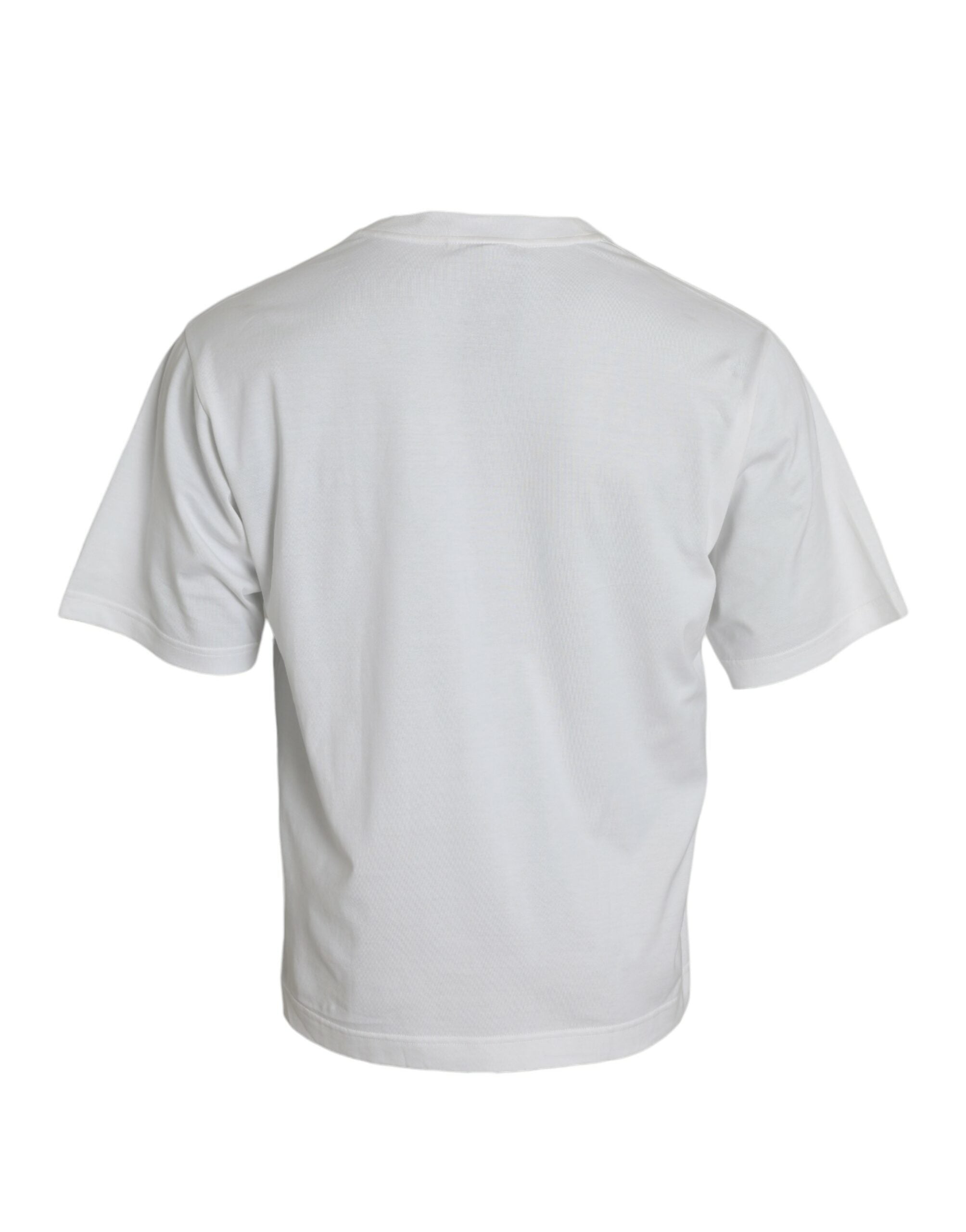 Dolce & Gabbana Weißes T-Shirt mit Rundhalsausschnitt aus Baumwolle und Verzierungen