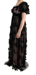 Dolce & Gabbana Schwarzes Seiden-Shiftkleid mit pinkfarbener Applikation