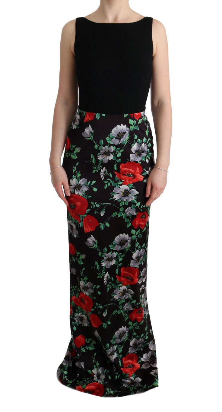Dolce & Gabbana Etuikleid aus Stretch mit mehrfarbigem Blumenmuster