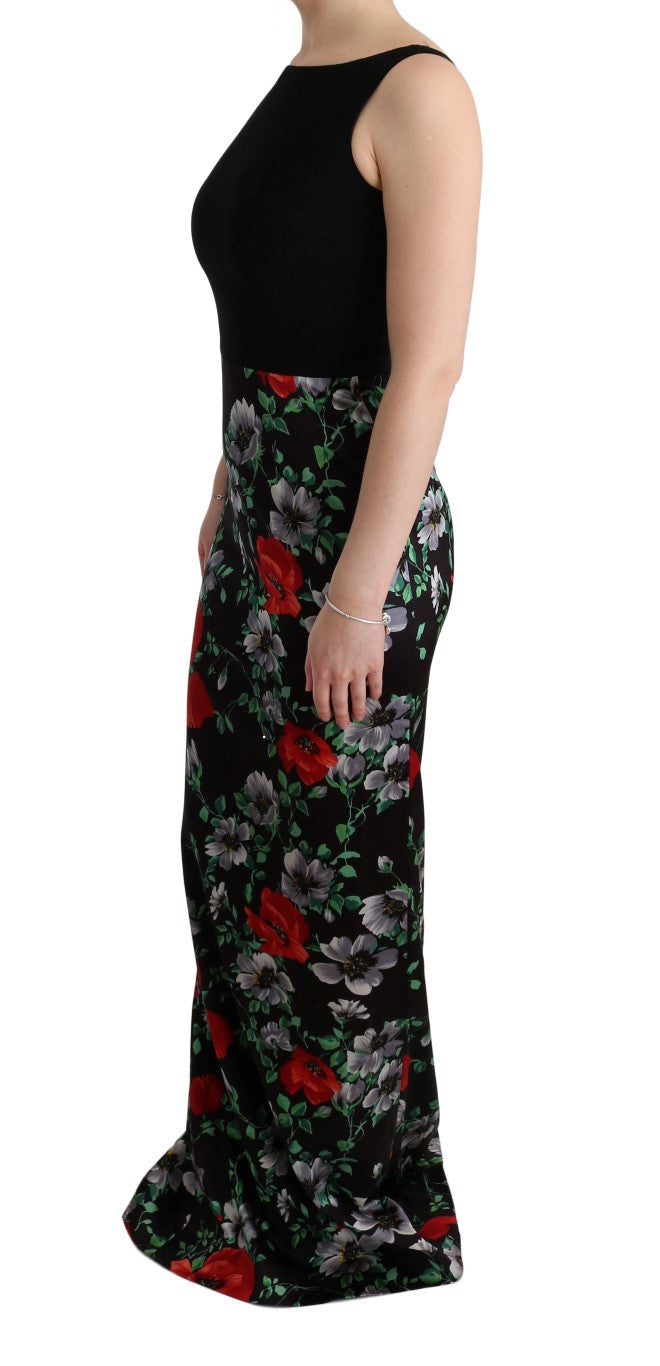Dolce & Gabbana Etuikleid aus Stretch mit mehrfarbigem Blumenmuster
