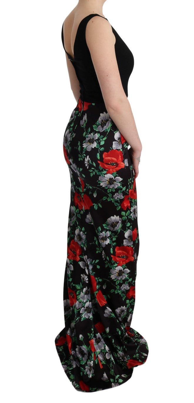 Dolce & Gabbana Etuikleid aus Stretch mit mehrfarbigem Blumenmuster