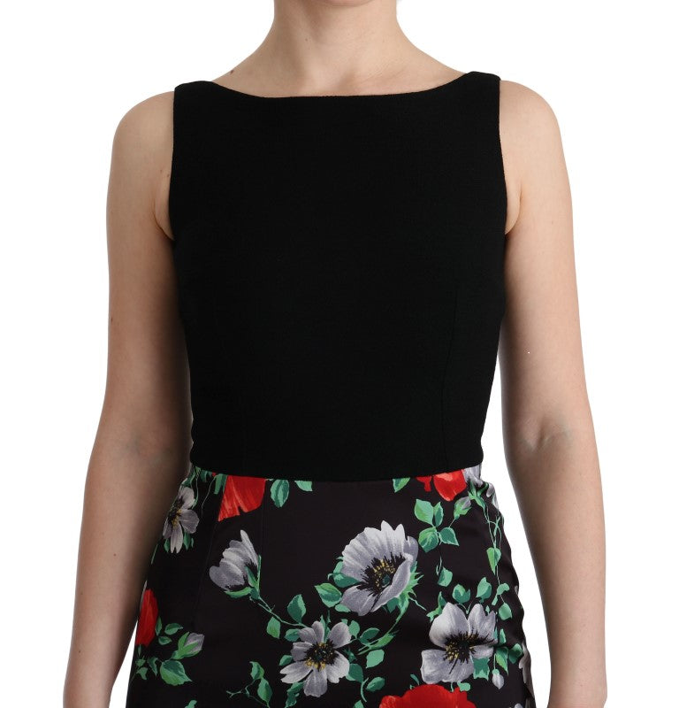 Dolce & Gabbana Etuikleid aus Stretch mit mehrfarbigem Blumenmuster