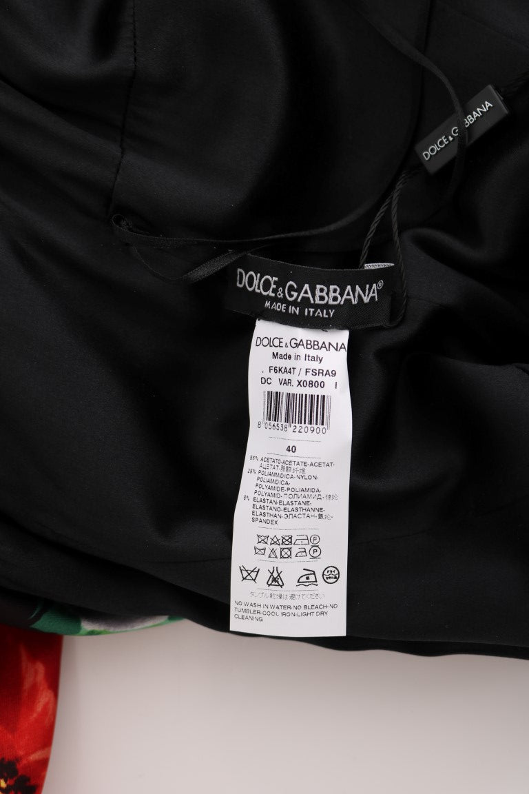 Dolce & Gabbana Etuikleid aus Stretch mit mehrfarbigem Blumenmuster