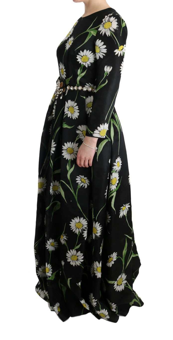 Dolce & Gabbana Maxikleid aus Seide mit mehrfarbigem Sonnenblumenprint