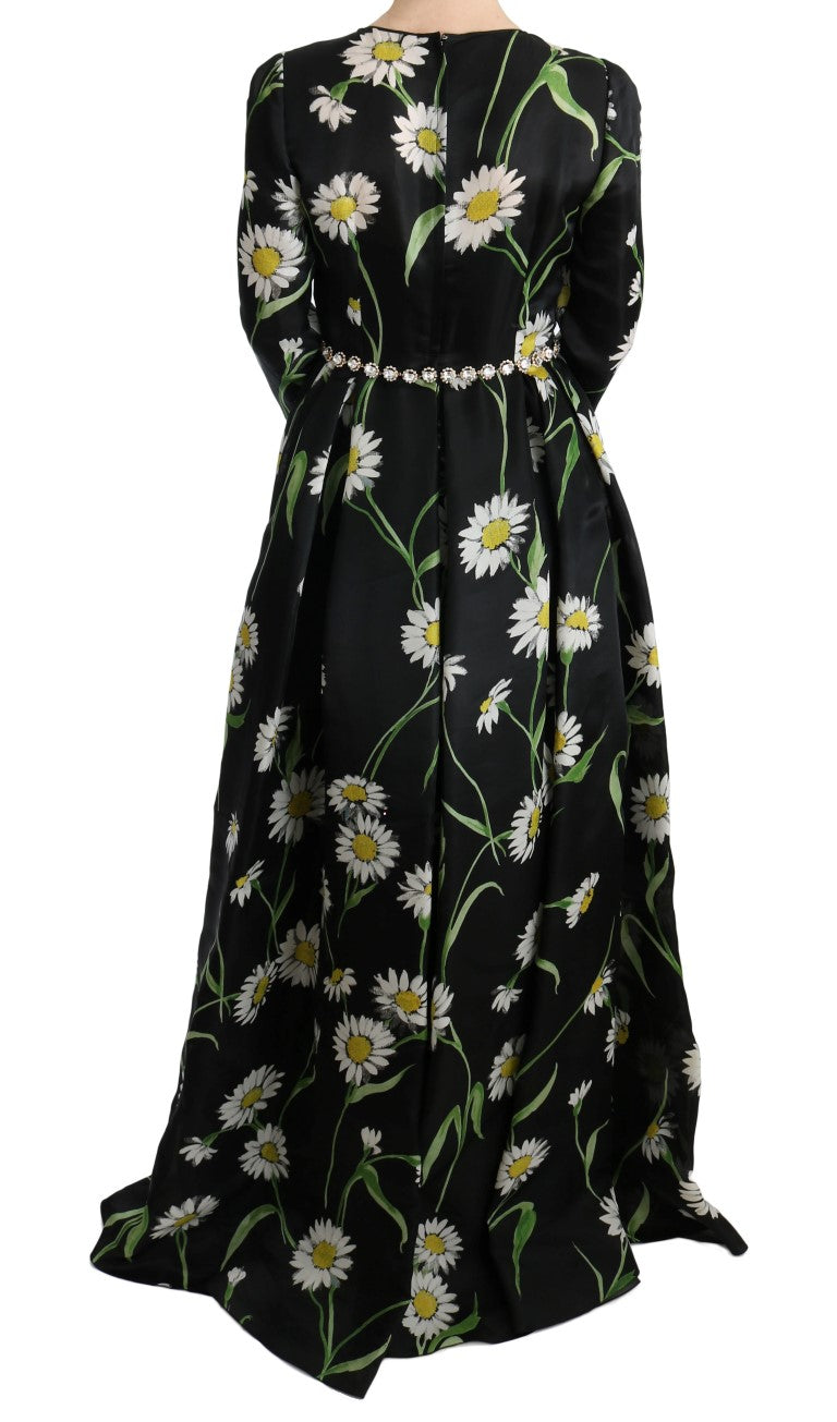 Dolce & Gabbana Maxikleid aus Seide mit mehrfarbigem Sonnenblumenprint