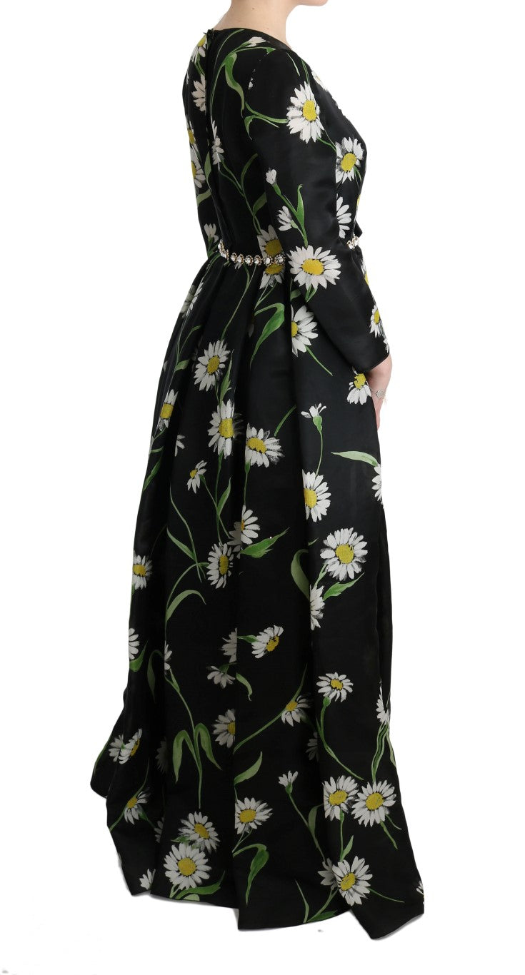 Dolce & Gabbana Maxikleid aus Seide mit mehrfarbigem Sonnenblumenprint
