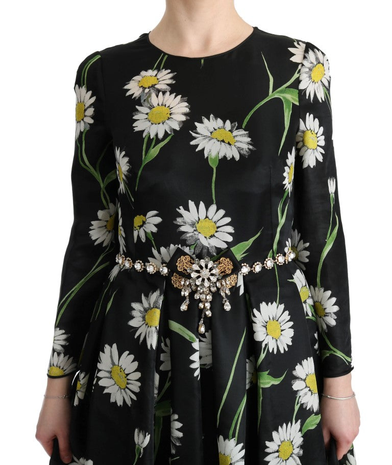 Dolce & Gabbana Maxikleid aus Seide mit mehrfarbigem Sonnenblumenprint
