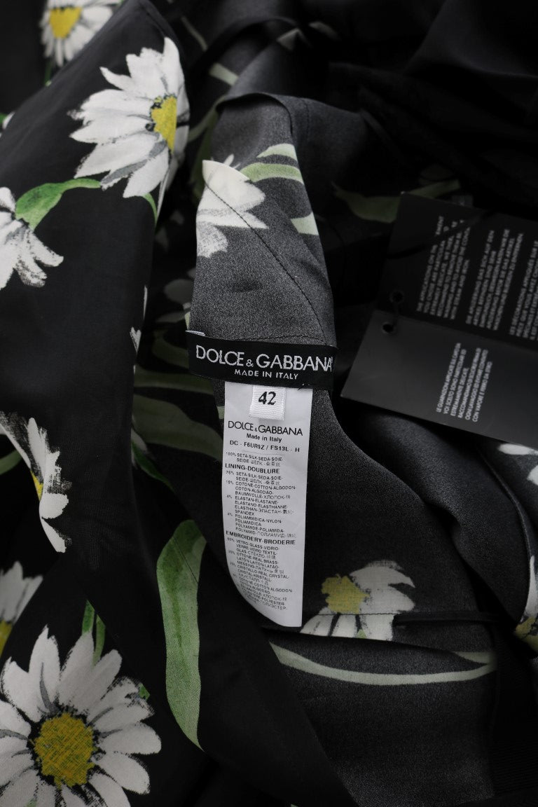 Dolce & Gabbana Maxikleid aus Seide mit mehrfarbigem Sonnenblumenprint