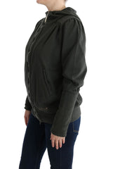 Exte Grijze Top Capuchon Katoen Rits Sweater