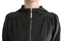 Exte Grijze Top Capuchon Katoen Rits Sweater