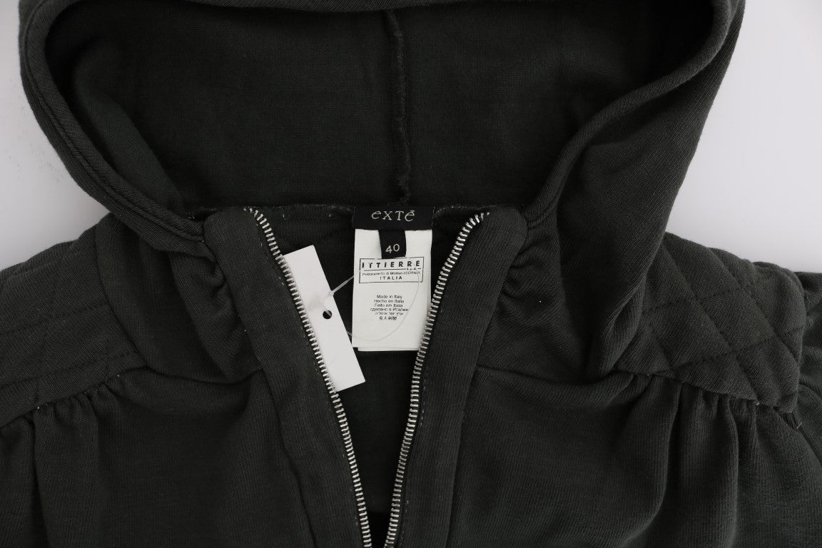 Exte Grijze Top Capuchon Katoen Rits Sweater