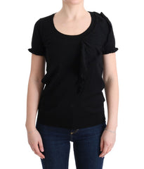 MARGHI LO' Schwarzes Oberteil aus 100 % Wolle Bluse T-Shirt