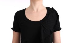 MARGHI LO' Schwarzes Oberteil aus 100 % Wolle Bluse T-Shirt