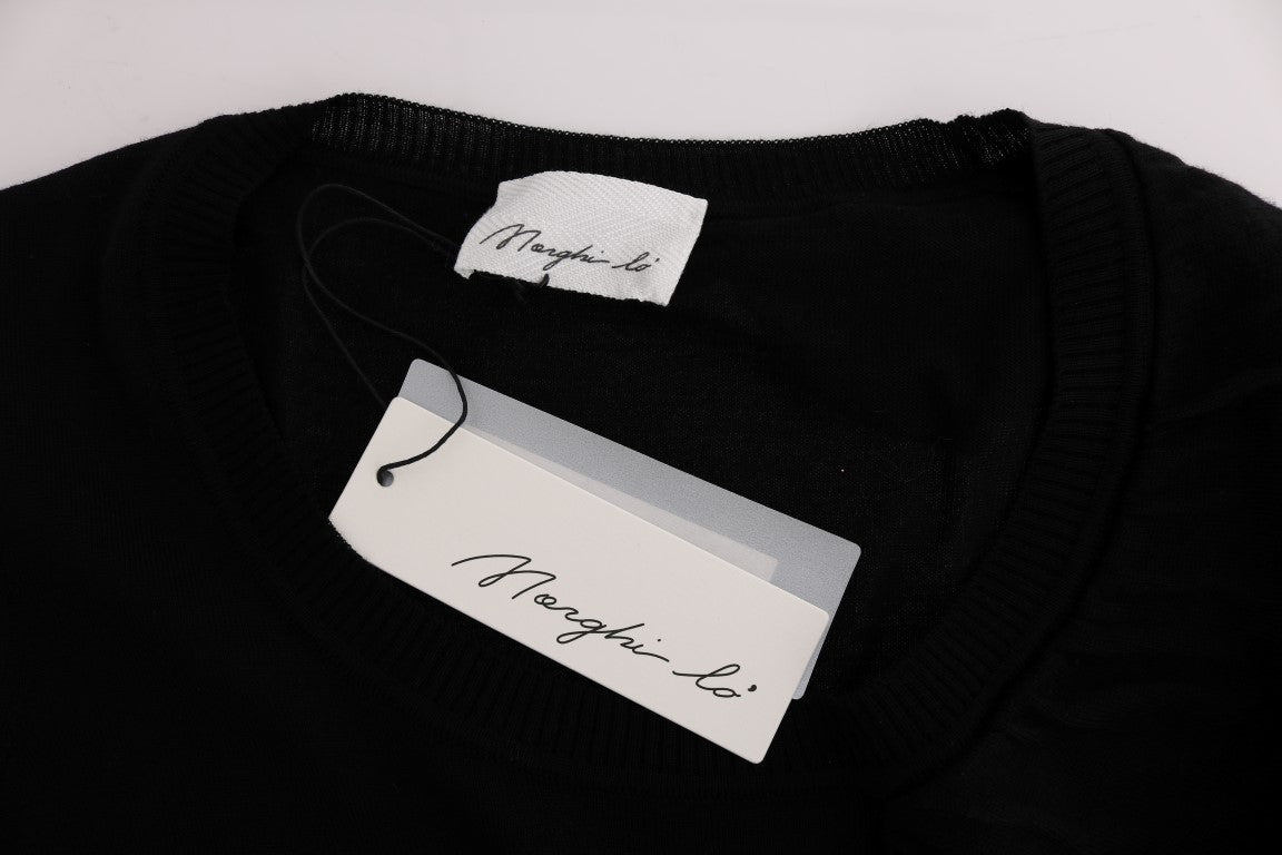 MARGHI LO' Schwarzes Oberteil aus 100 % Wolle Bluse T-Shirt