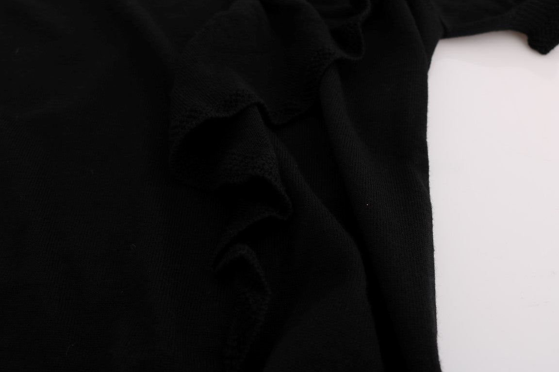 MARGHI LO' Schwarzes Oberteil aus 100 % Wolle Bluse T-Shirt