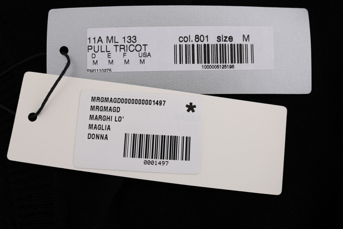 MARGHI LO' Schwarzes Oberteil aus 100 % Wolle Bluse T-Shirt