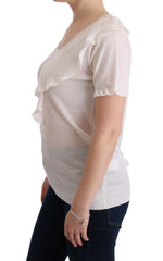 MARGHI LO' Weißes Oberteil aus 100 % Wolle Bluse T-Shirt