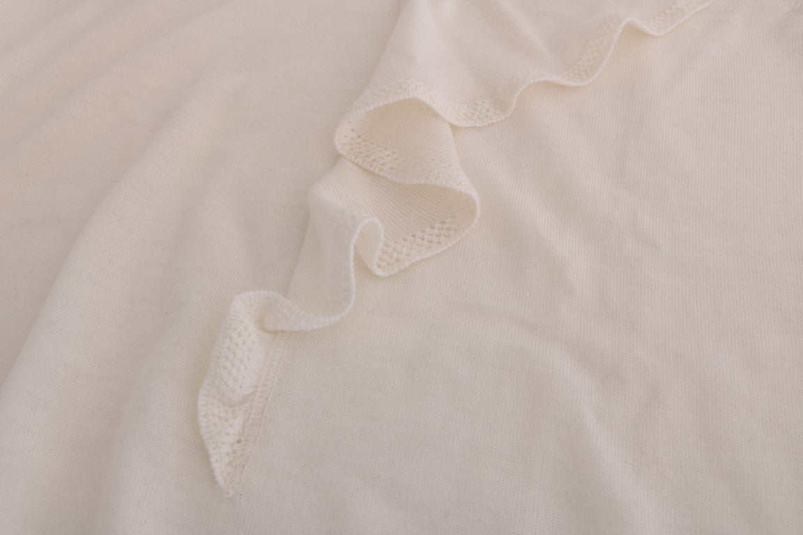MARGHI LO' Weißes Oberteil aus 100 % Wolle Bluse T-Shirt