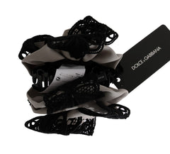 Dolce & Gabbana Graue Seiden-Haarklammer mit schwarzer Spitze