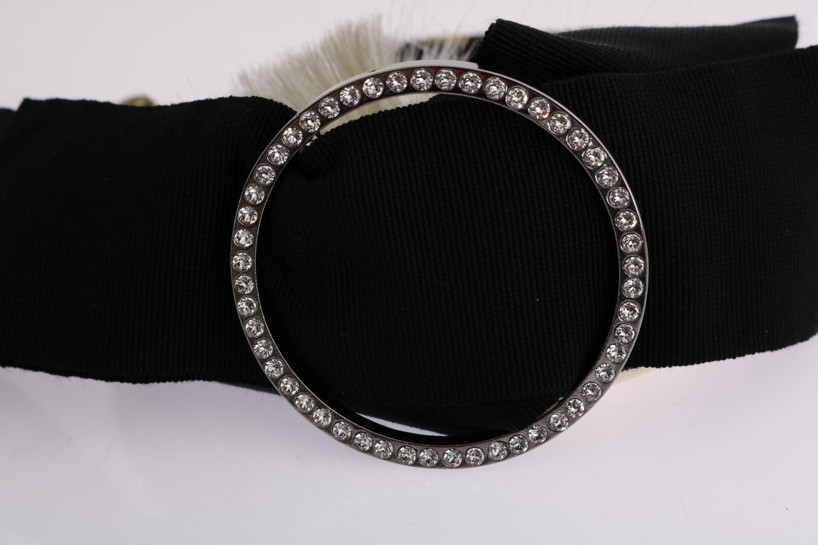 Dolce & Gabbana Zwarte Kristallen Witte Diadeem Hoofdband