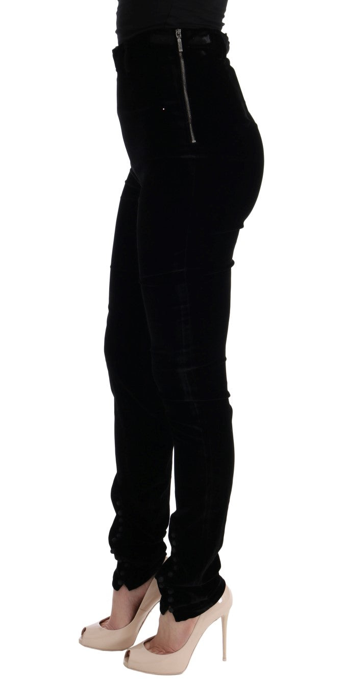 Ermanno Scervino Zwarte Fluweel Slim Fit Broek
