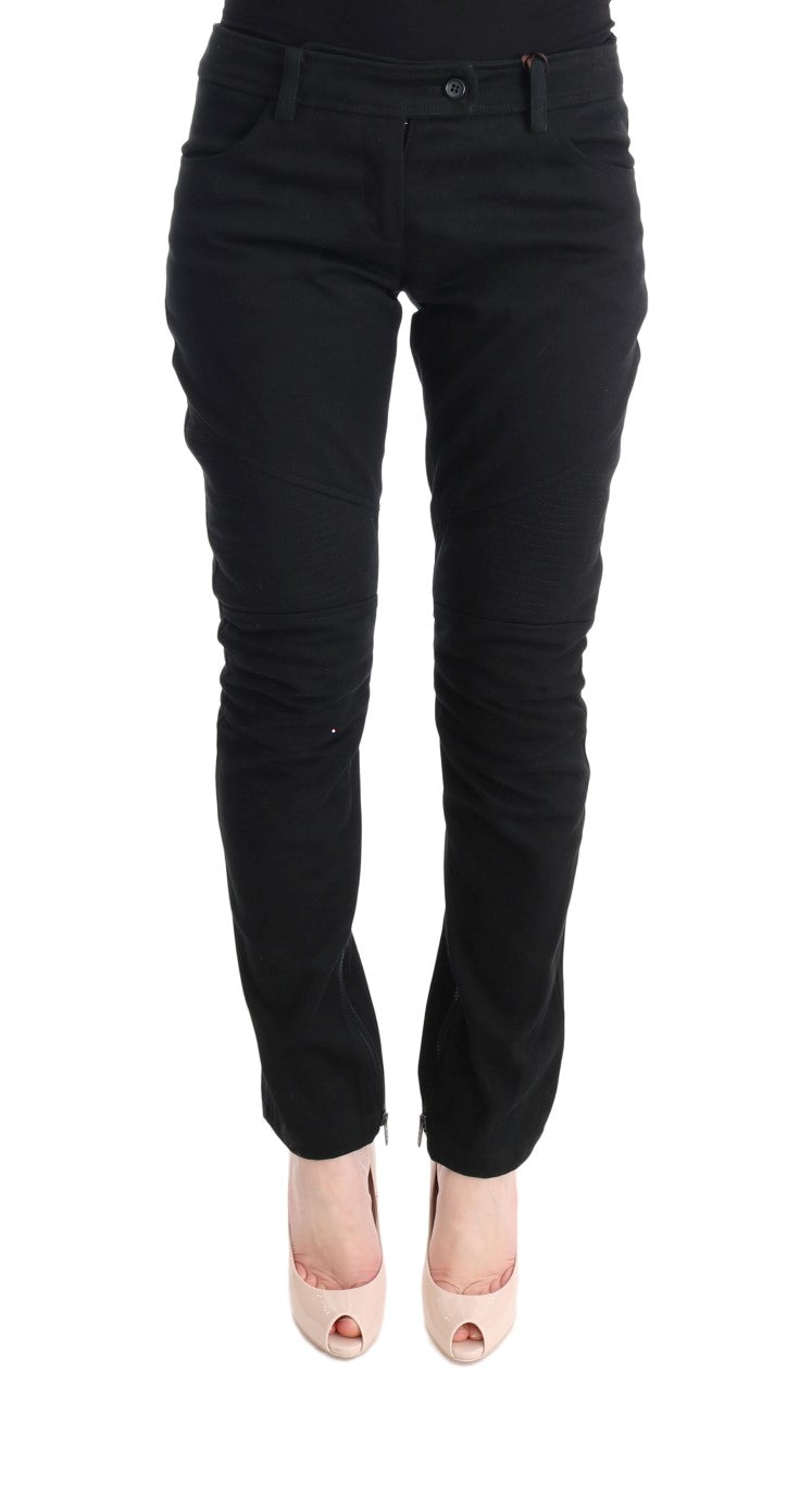 Ermanno Scervino Schwarze Baumwoll-Freizeithose, schmal geschnitten